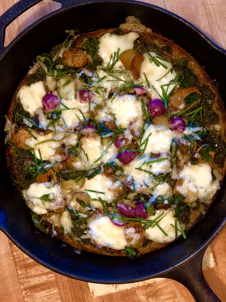 Italian Farinata with Spring Herb Pesto, Baby Radishes, Early Potatoes ...